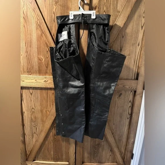 Nwot Motorcycle leather chaps L - Picture 9 of 11